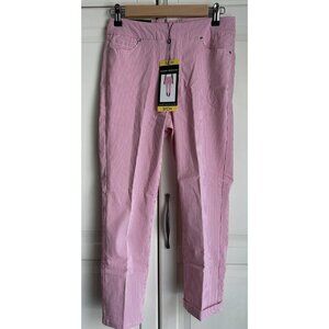 Mario Serani Capri Pant Womens Small‎ Pink White Stripe New With Tags
